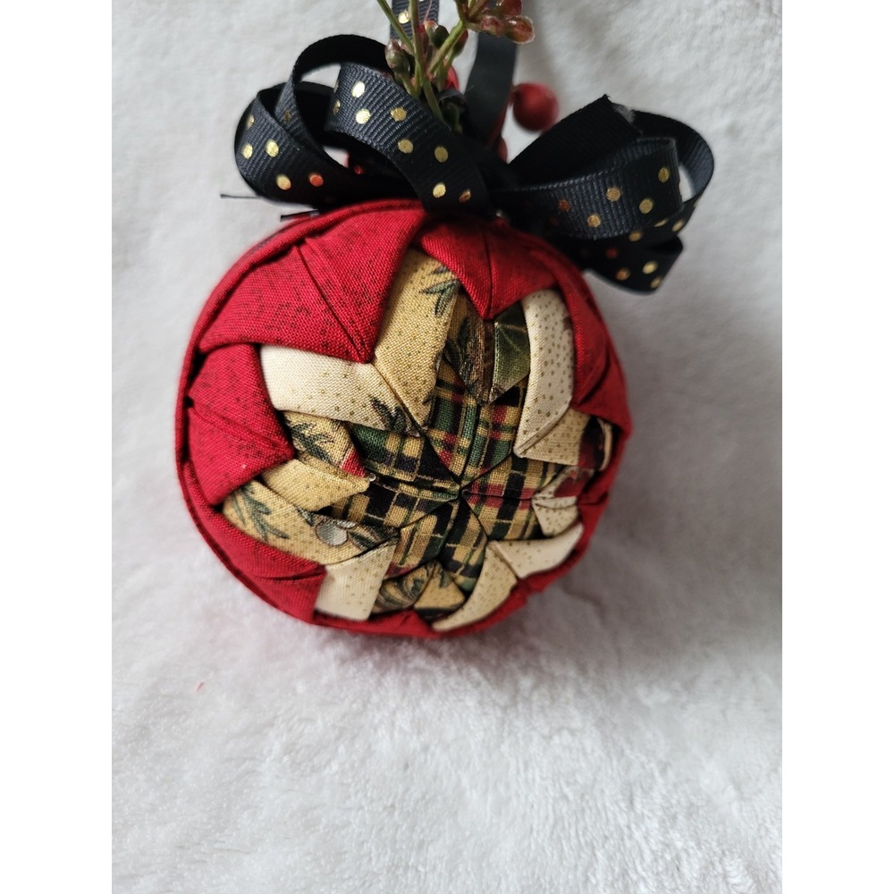 Star Quilt Christmas Tree‎ Ornament Handmade Cottagecore Farmhouse Handcrafted - Picture 7 of 7